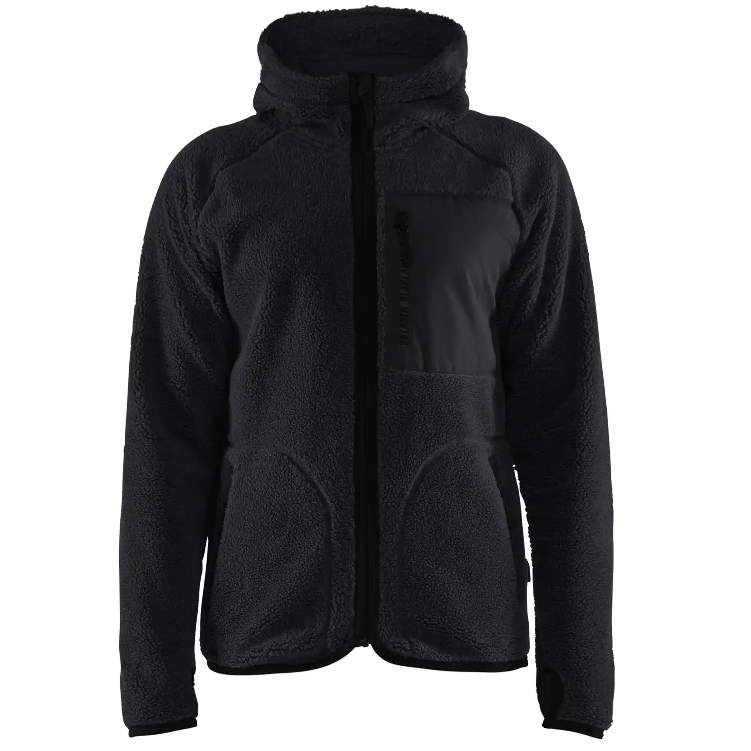 Faserpelz-Kapuzenjacke "4725" in schwarz, L - Thumbnail 1