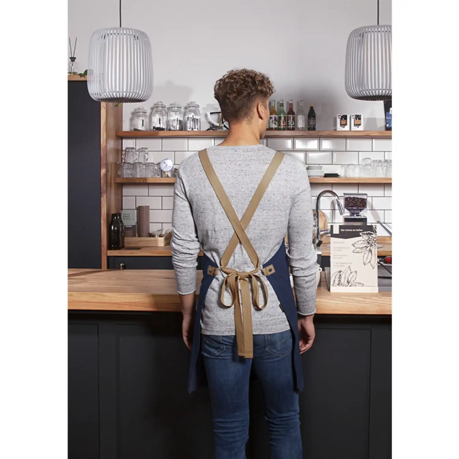 Latzschürze Urban-Look "LS 38" in stahlblau - Thumbnail 4