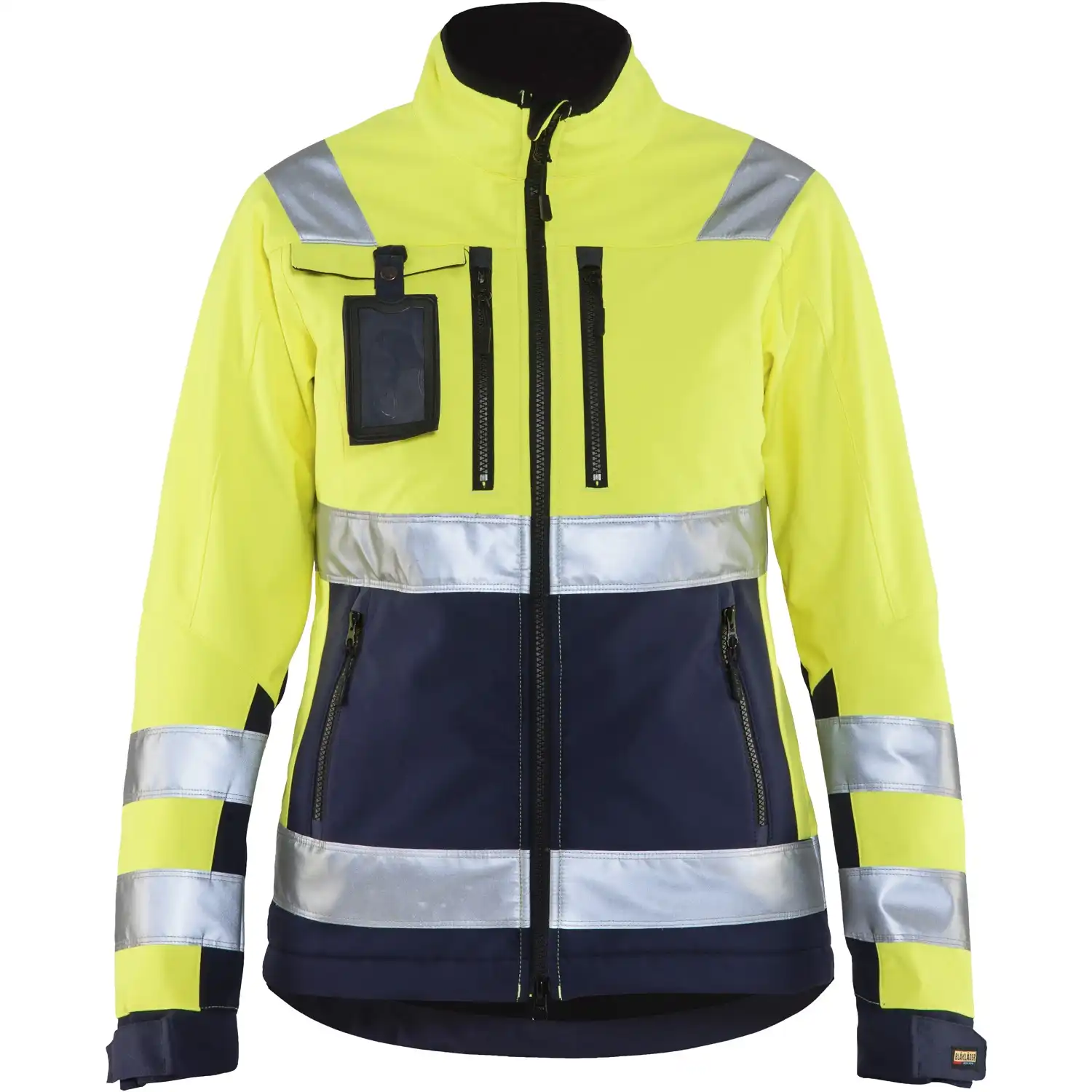 Damen Warnschutz Softshelljacke "4902" in gelb/marine, 3XL - Thumbnail 1