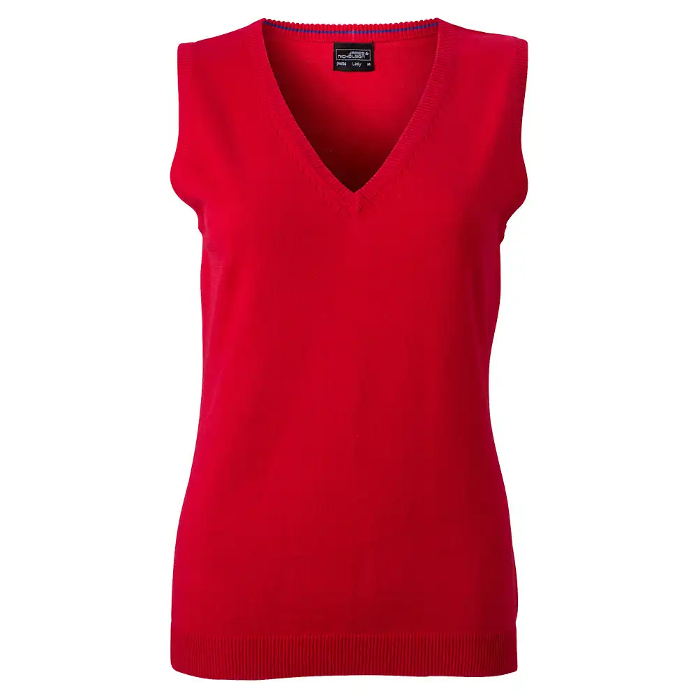 Damen V-Neck Pullunder "JN656" in red, L - Bild 1