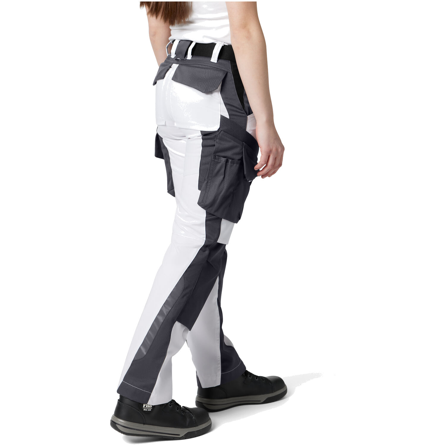 Damen Arbeitshose "ANNETTE" in weiß/anthrazit, 48 - Thumbnail 4