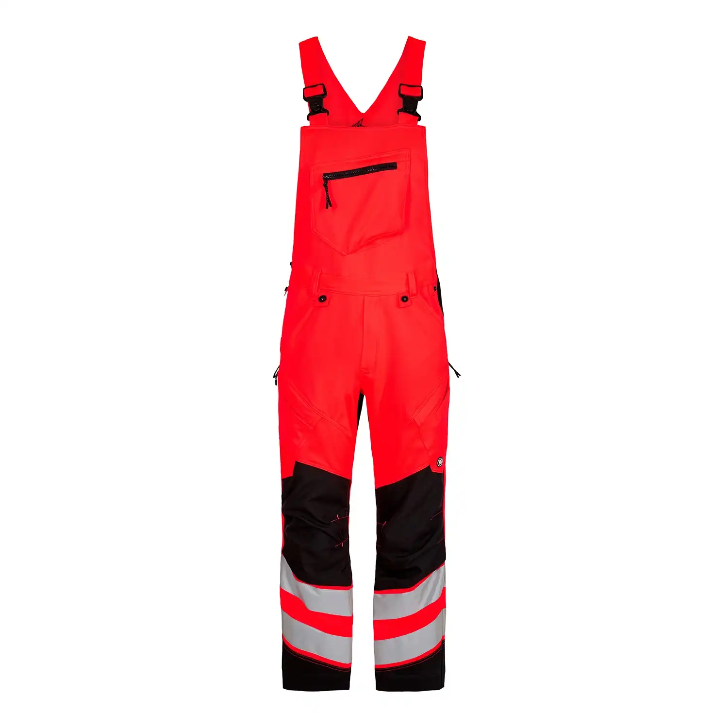 Warnschutz Stretch Latzhose "3544-314" Safety Kl. 2 in rot/schwarz, 58 - Thumbnail 1