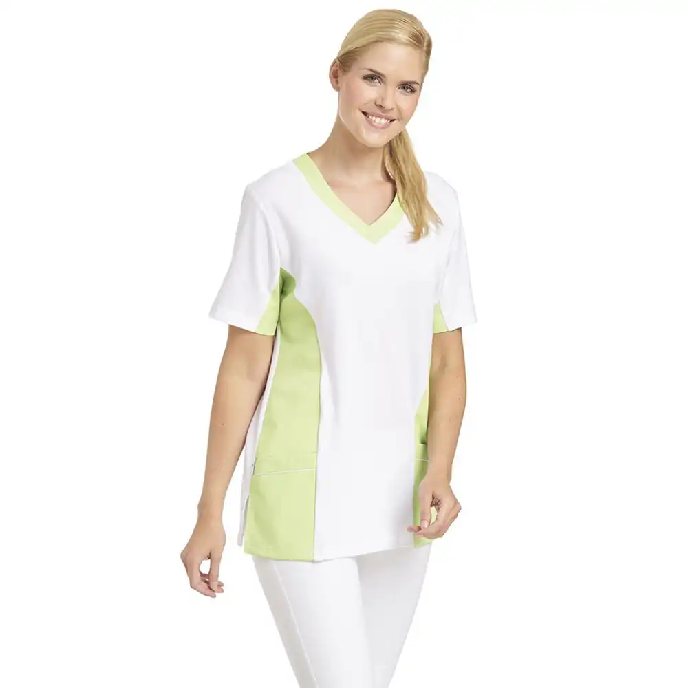 Damen Piqué-Schlupfjacke "08/2531" in weiß/hellgrün, L - Thumbnail 1