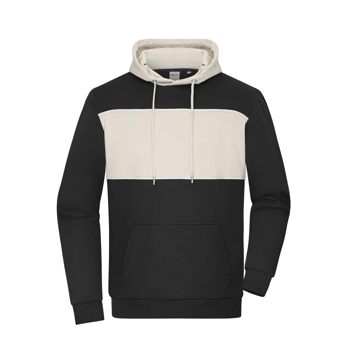 Sweat-Hoody colour-block UNISEX "8051" in XXS, black/sandstone - Thumbnail 1