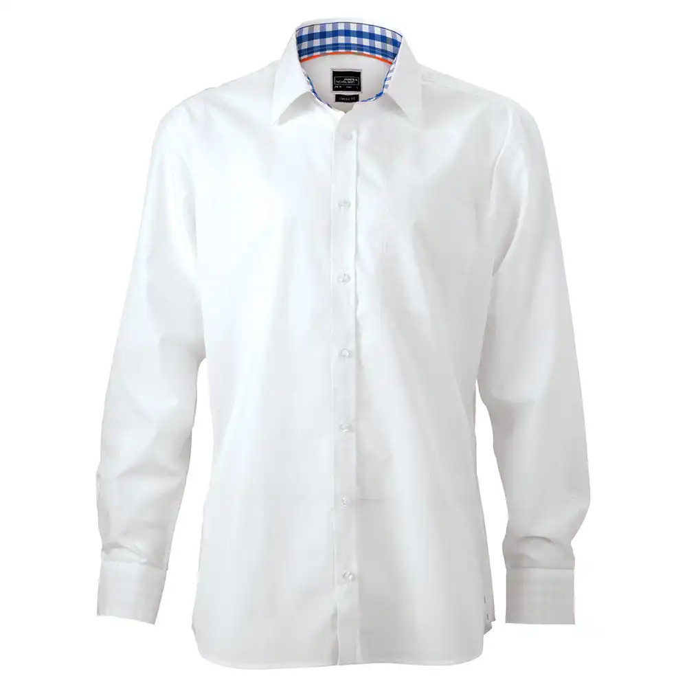 Herren Plain Hemd "JN619" in white/royal-white, 3XL - Bild 1