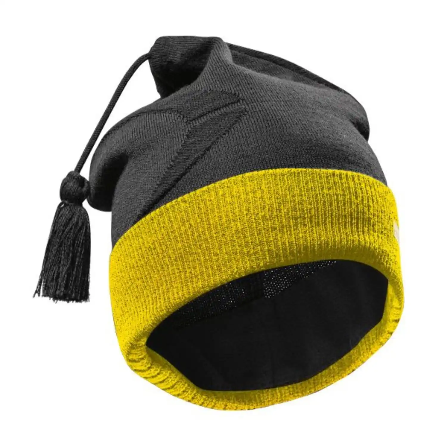 Merino Thermolite Funktionszipfelmütze in schwarz/gelb - Bild 1