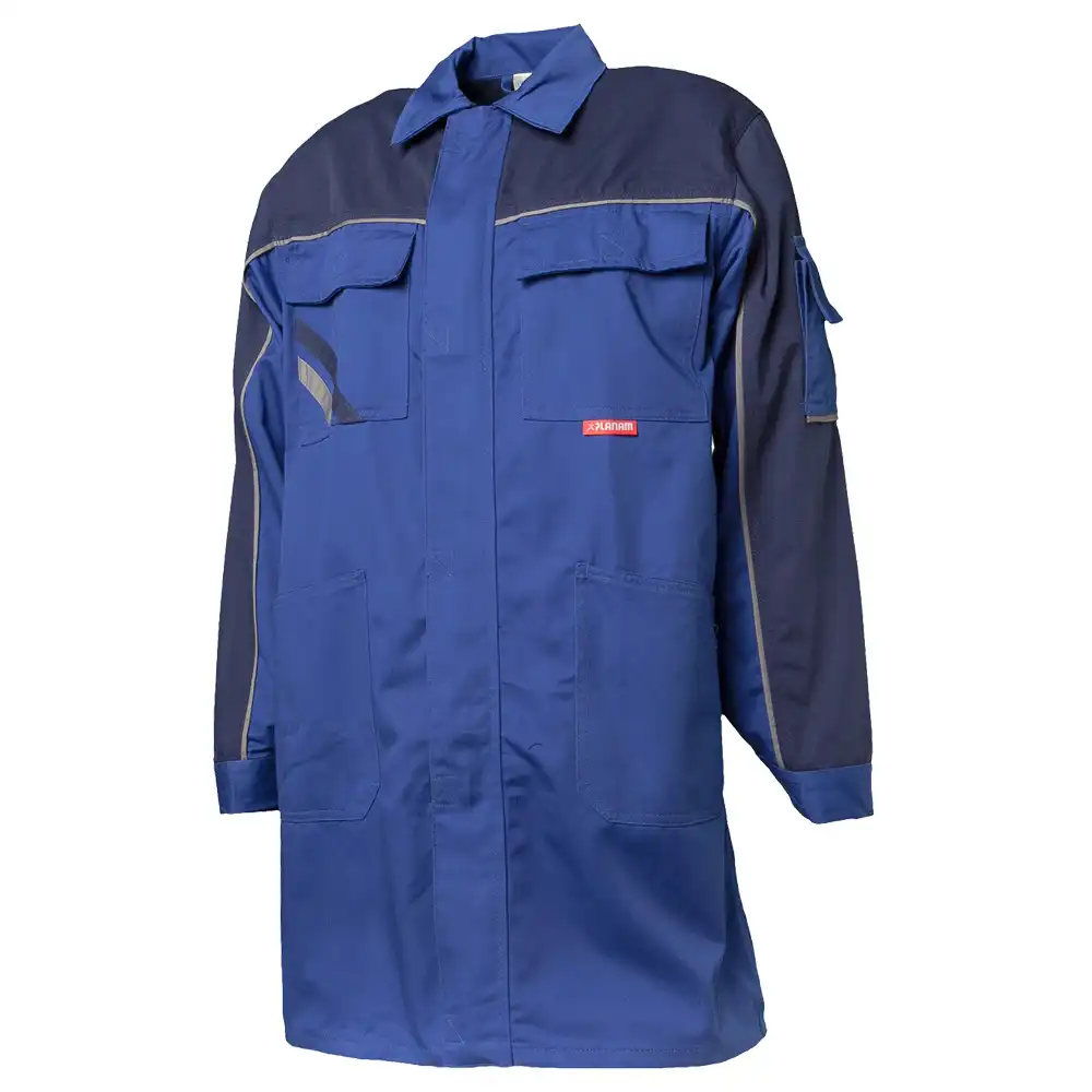 Berufsmantel "HIGHLINE" 285 g/m² Canvas-Gewebe in kornblau/marine/zink, 64 - Thumbnail 1