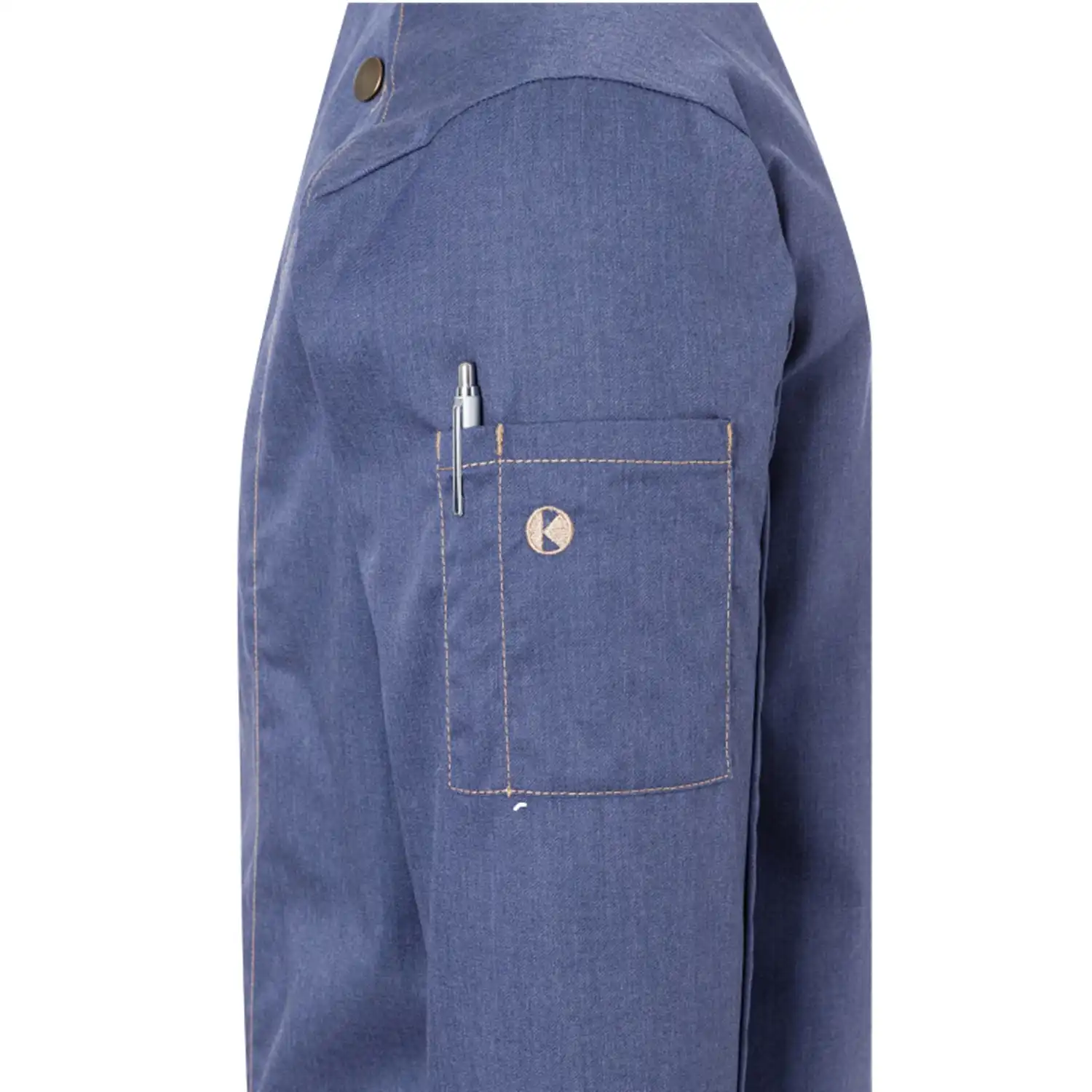 Herren Kochjacke Jeans "JM 24" in 46, vintage blau - Thumbnail 5