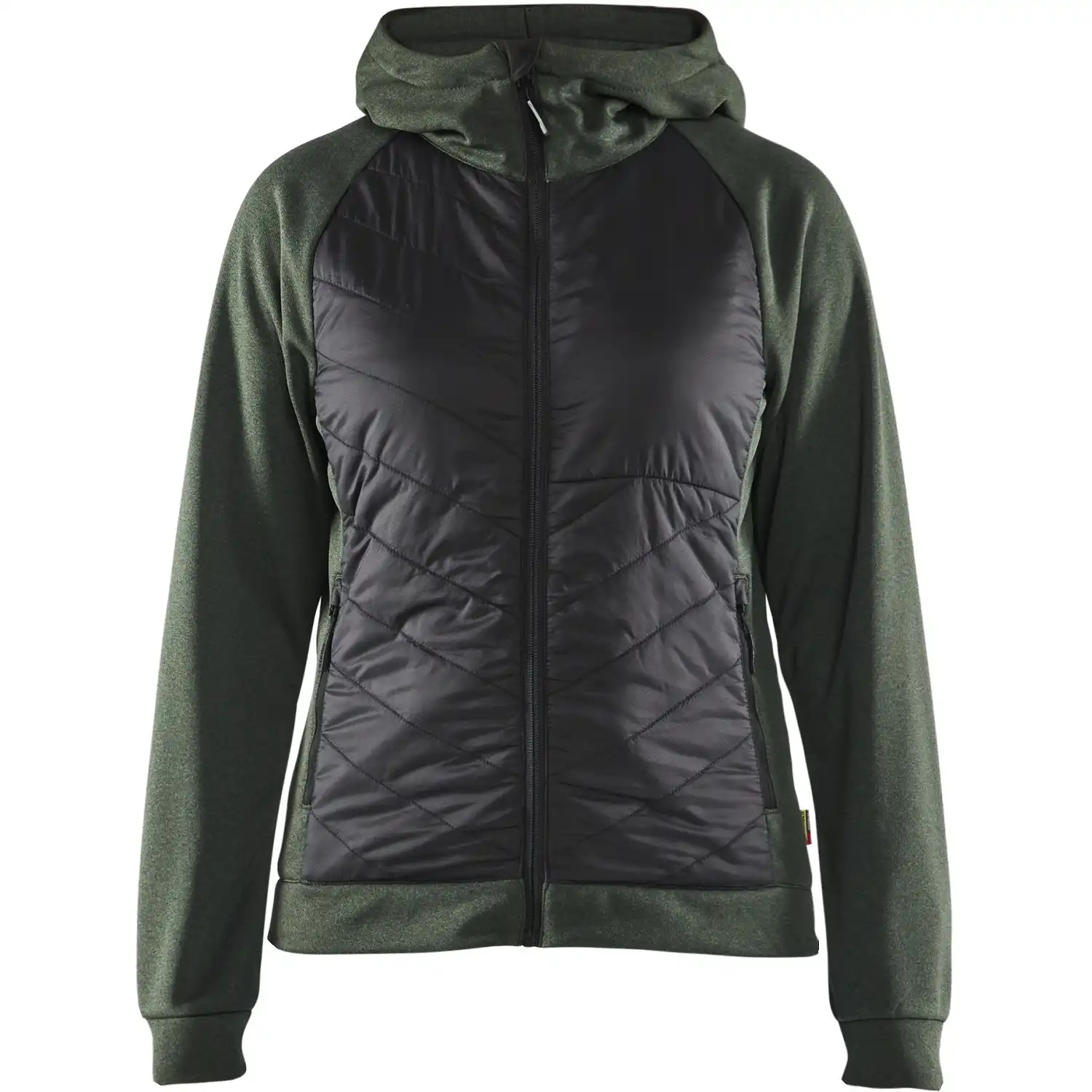 Damen Hybrid Kapuzen-Sweatjacke "3464" in herbstgrün/schwarz, XS - Thumbnail 1