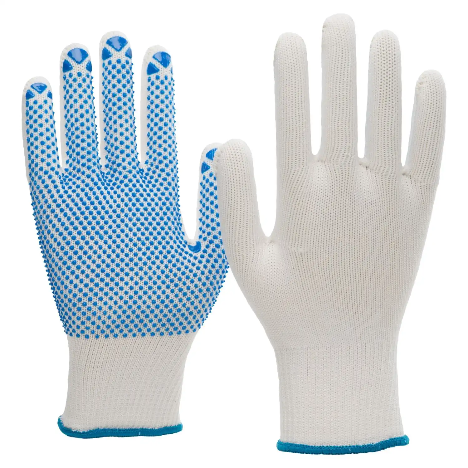 Nylon/BW-Strickhandschuhe m. PVC-Noppen weiß in 8 (M) - Thumbnail 1