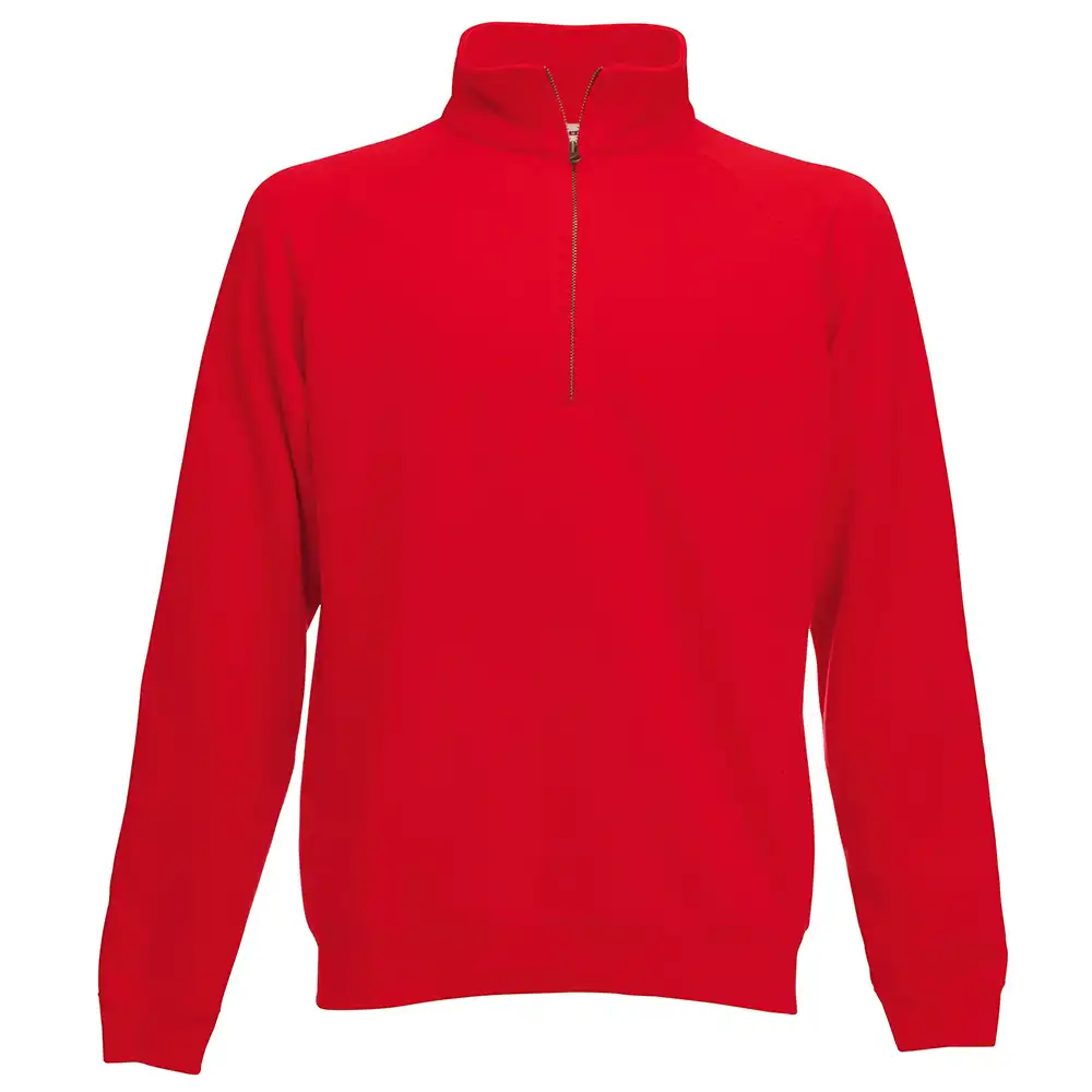 Zip-Sweatshirt "F382" Premium Raglan in Rot, L - Thumbnail 1