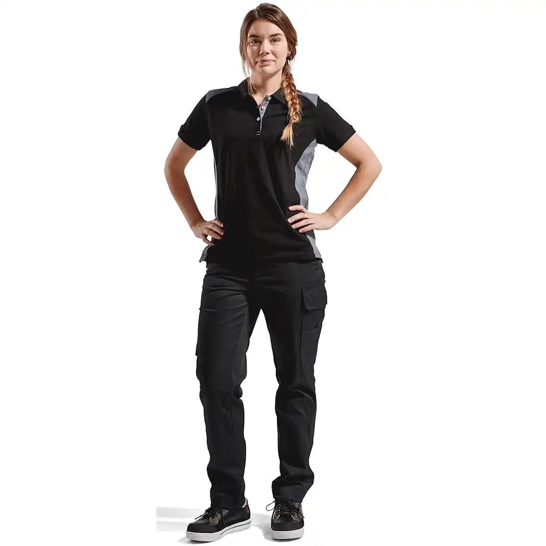 Damen Polo-Shirt "3390" in schwarz/grau, 3XL - Thumbnail 3