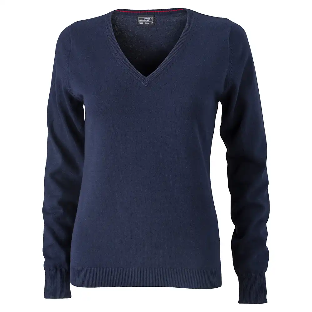Damen V-Neck Pullover "JN658" in navy, L - Bild 1