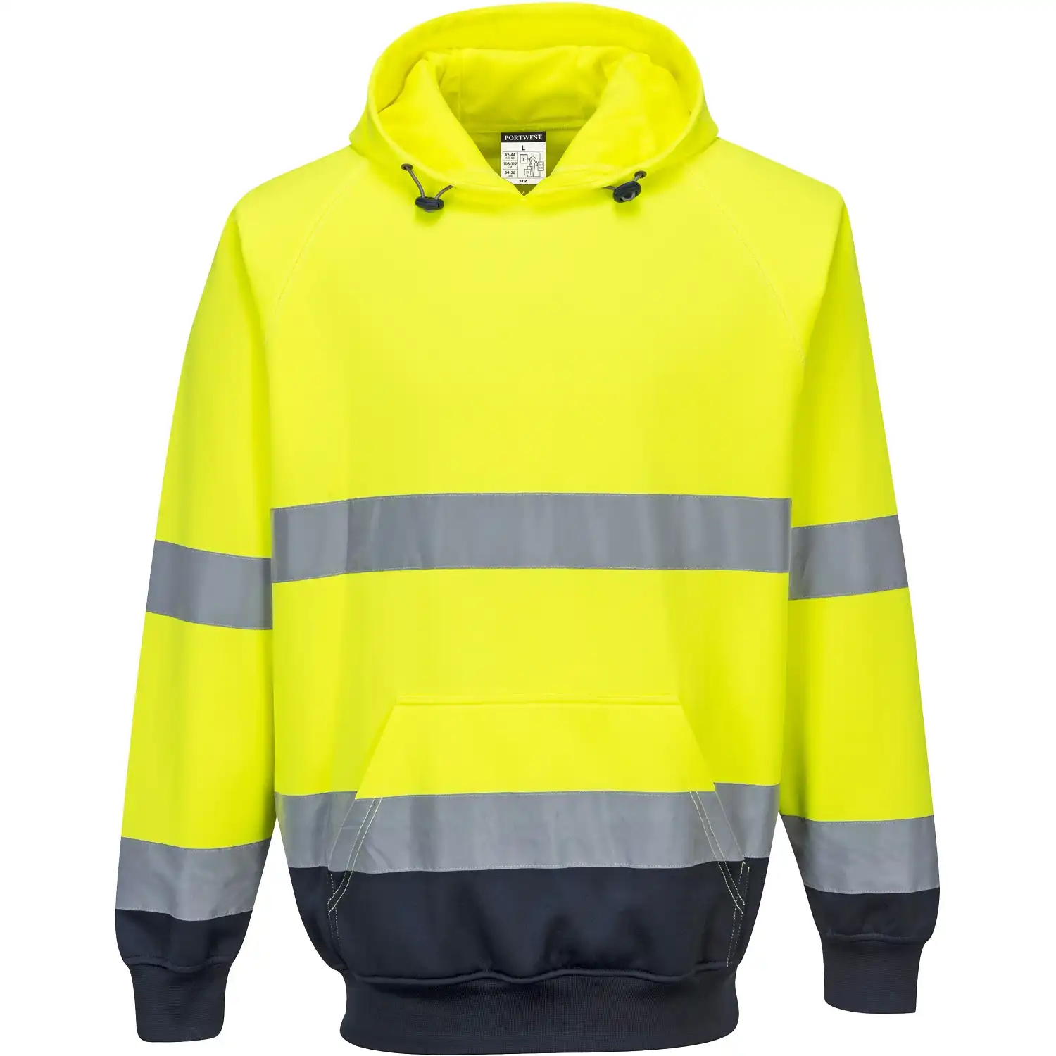 Warnschutz Kapuzen-Sweatshirt "B316" in gelb/marine, 3XL - Bild 1