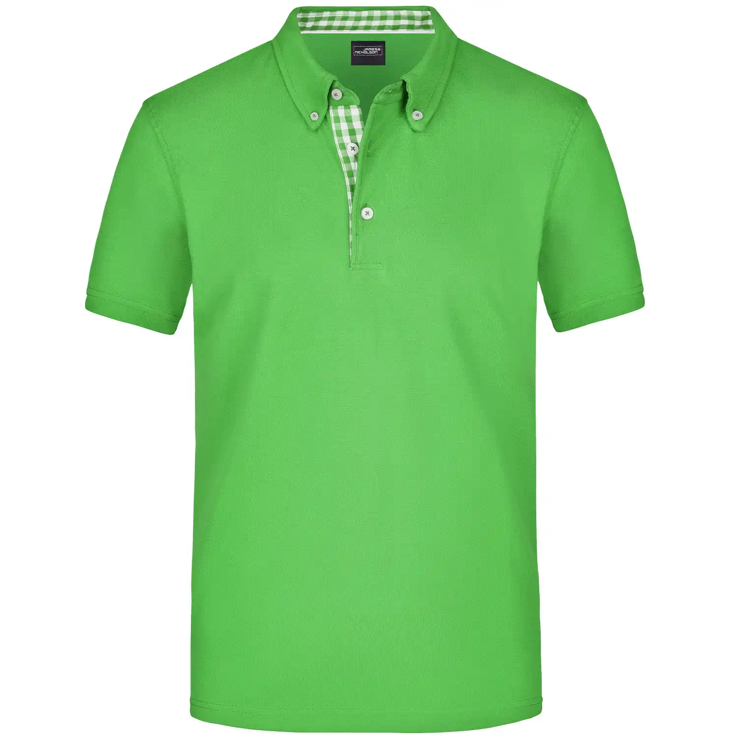 Polo-Shirt Plain "JN964" in lime/lime-white, XL - Thumbnail 1