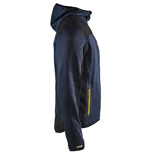 Strickjacke "4930" mit Softshell in dunkelblau/gelb, M - Thumbnail 4