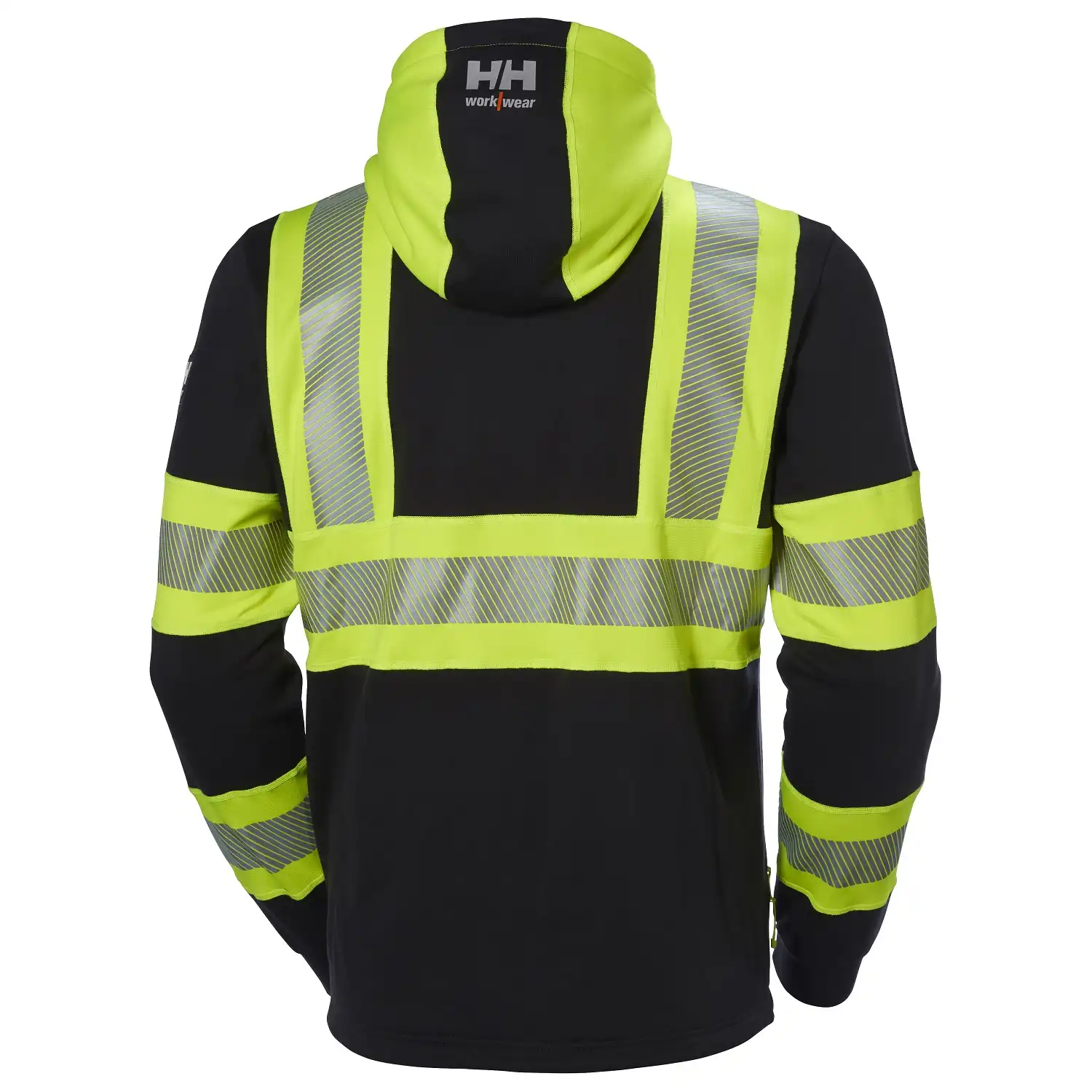 Warnschutz Kapuzen-Sweatjacke "ICU" in gelb/schwarz, XL - Thumbnail 2