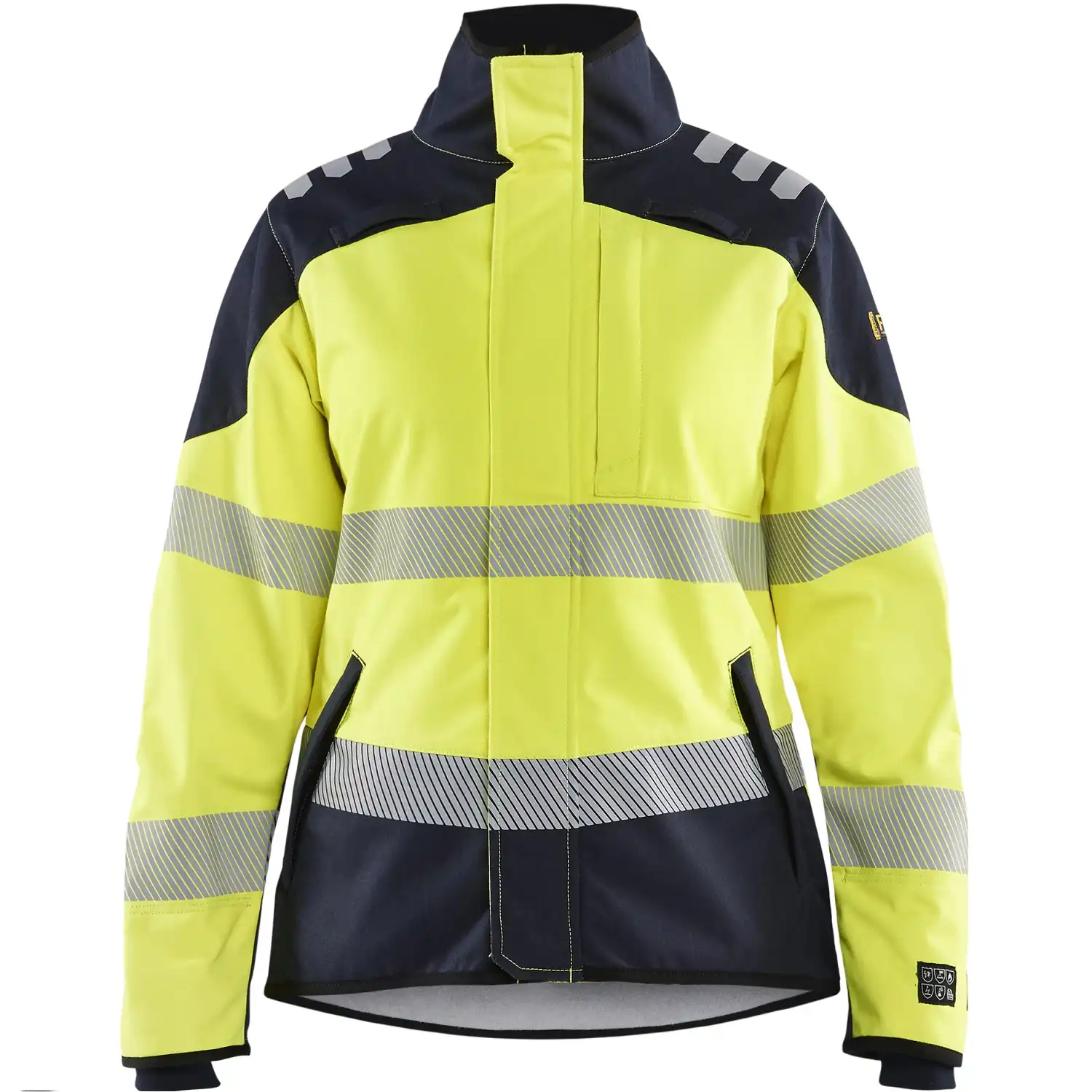 Damen Multinorm Softshelljacke "4448" gelb/marine in L - Thumbnail 1