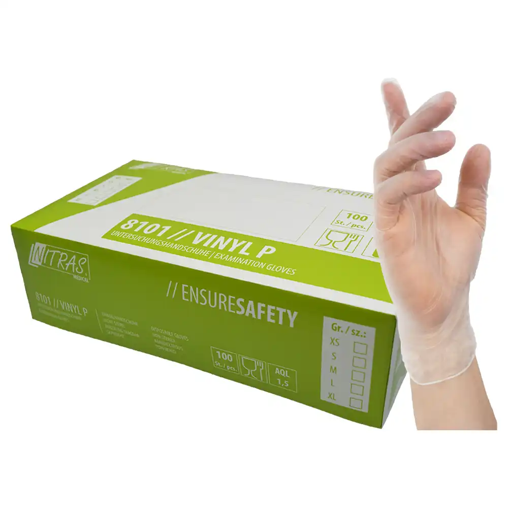 Vinyl Einweghandschuhe 8101 "VINYL P" transparent|100er Box in M - Bild 1