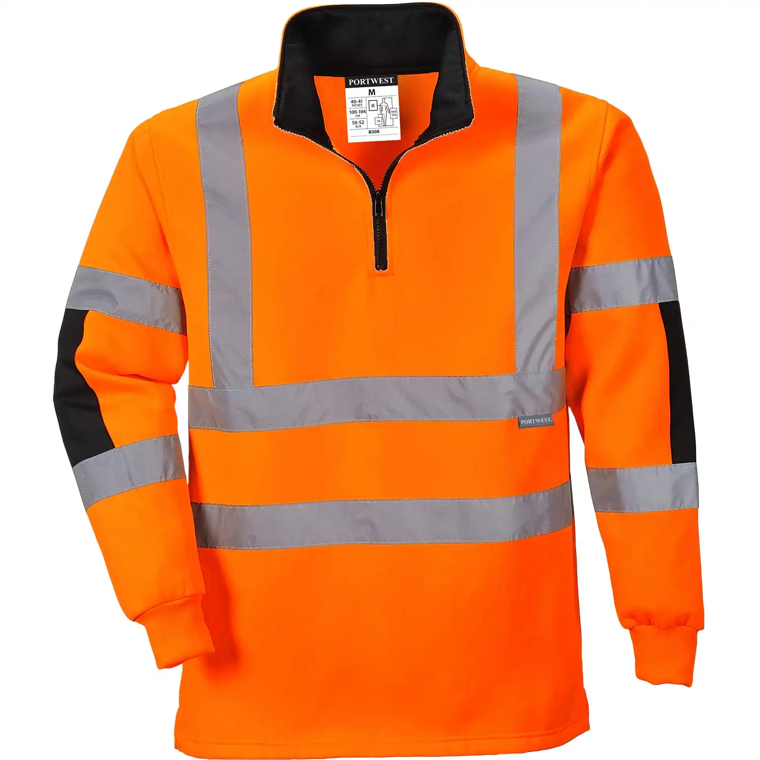 Warnschutz Zip-Sweatshirt "B308" Xenon in Orange, XXL - Thumbnail 1
