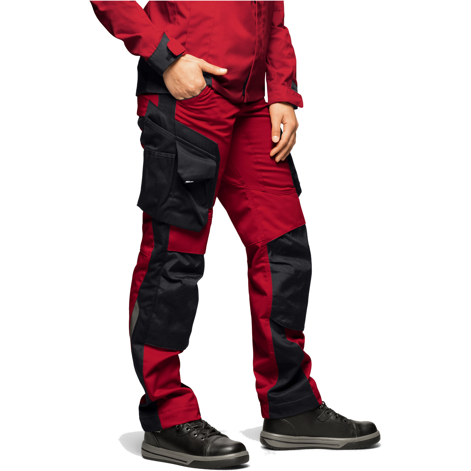 Damen Arbeitshose "ANNETTE" in rot/schwarz, 44 - Thumbnail 3