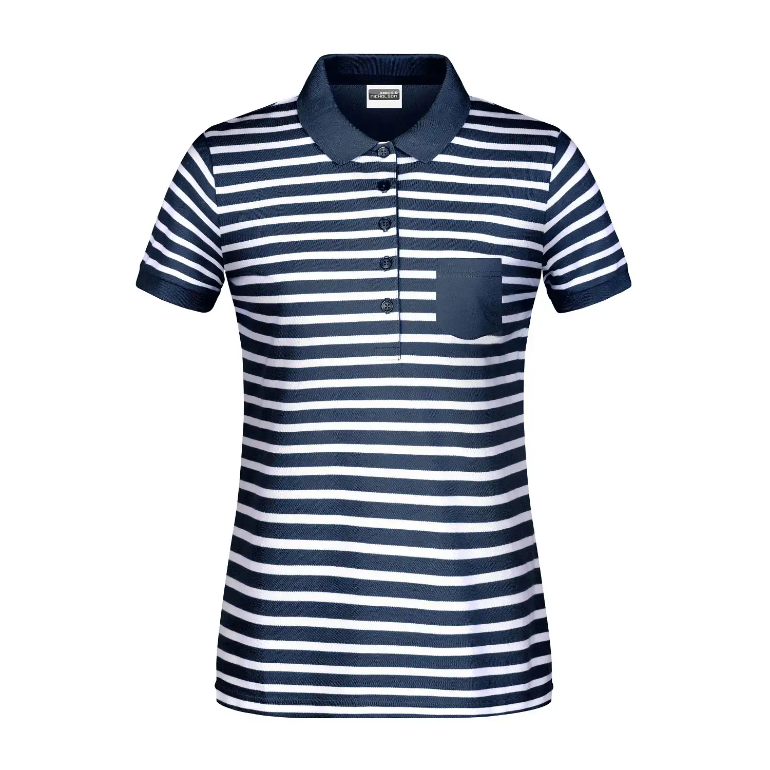 Damen Polo Striped "8029" in navy/white, L - Bild 1