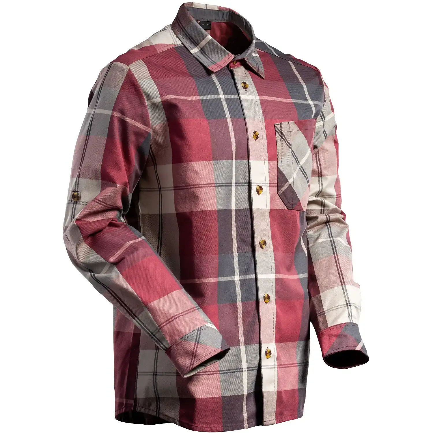 Flanellhemd "22904-446" Customized in bordeaux-kariert, M - Thumbnail 1