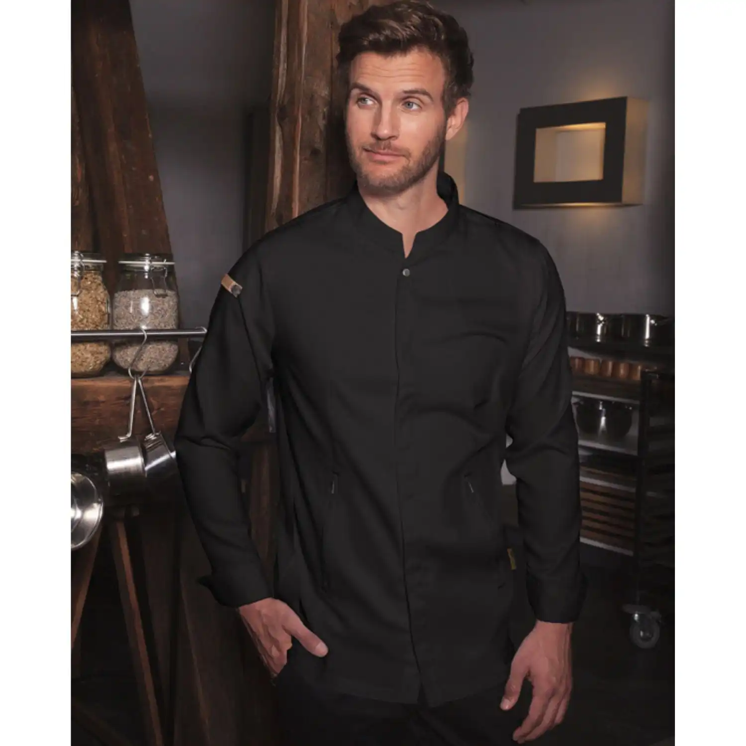 Herren Kochjacke "JM 35" in schwarz, 54 - Thumbnail 7