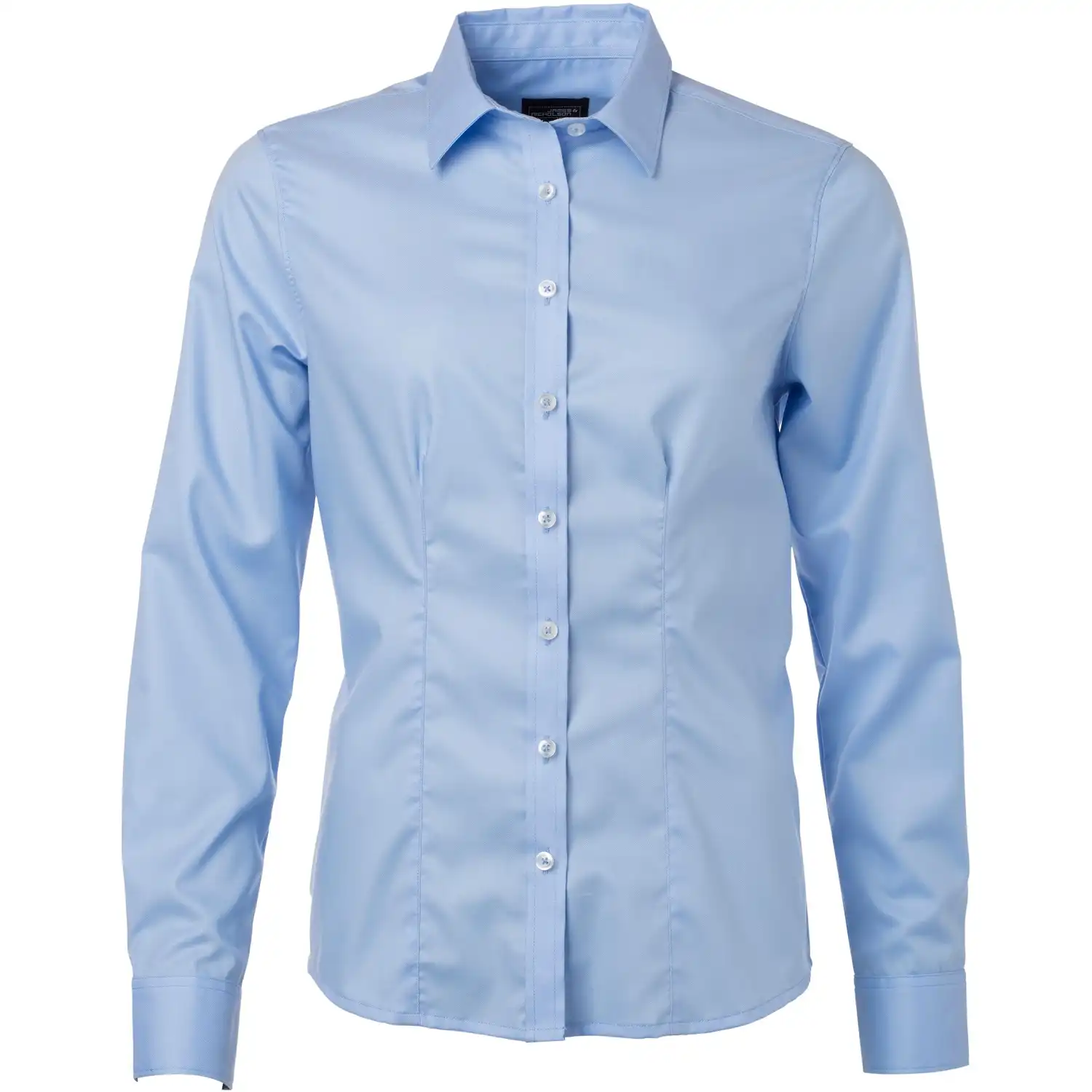 Damen Bluse Micro-Twill langarm "JN681" in light-blue, 3XL - Thumbnail 1