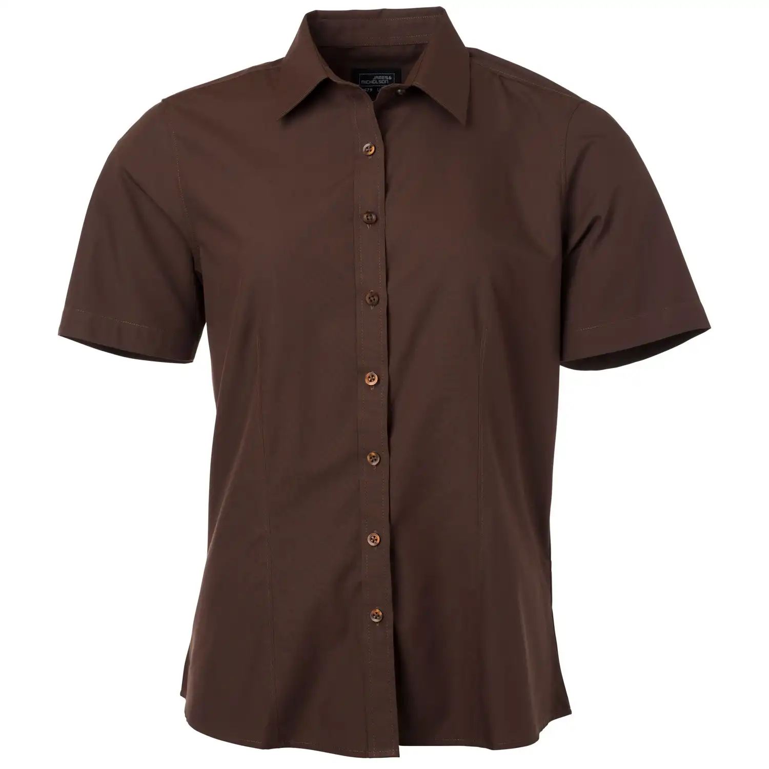 Damen Kurzarm Bluse "JN679" in brown, L - Thumbnail 1