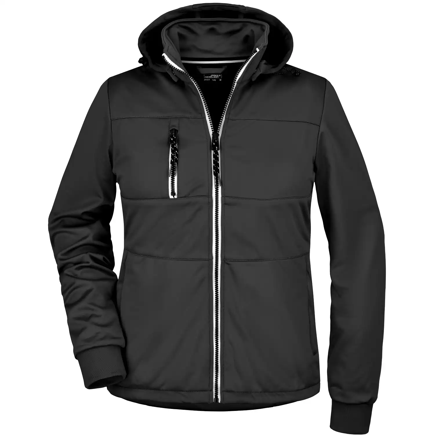 Damen Maritime Jacke "JN1077" in black/black/white, L - Thumbnail 1