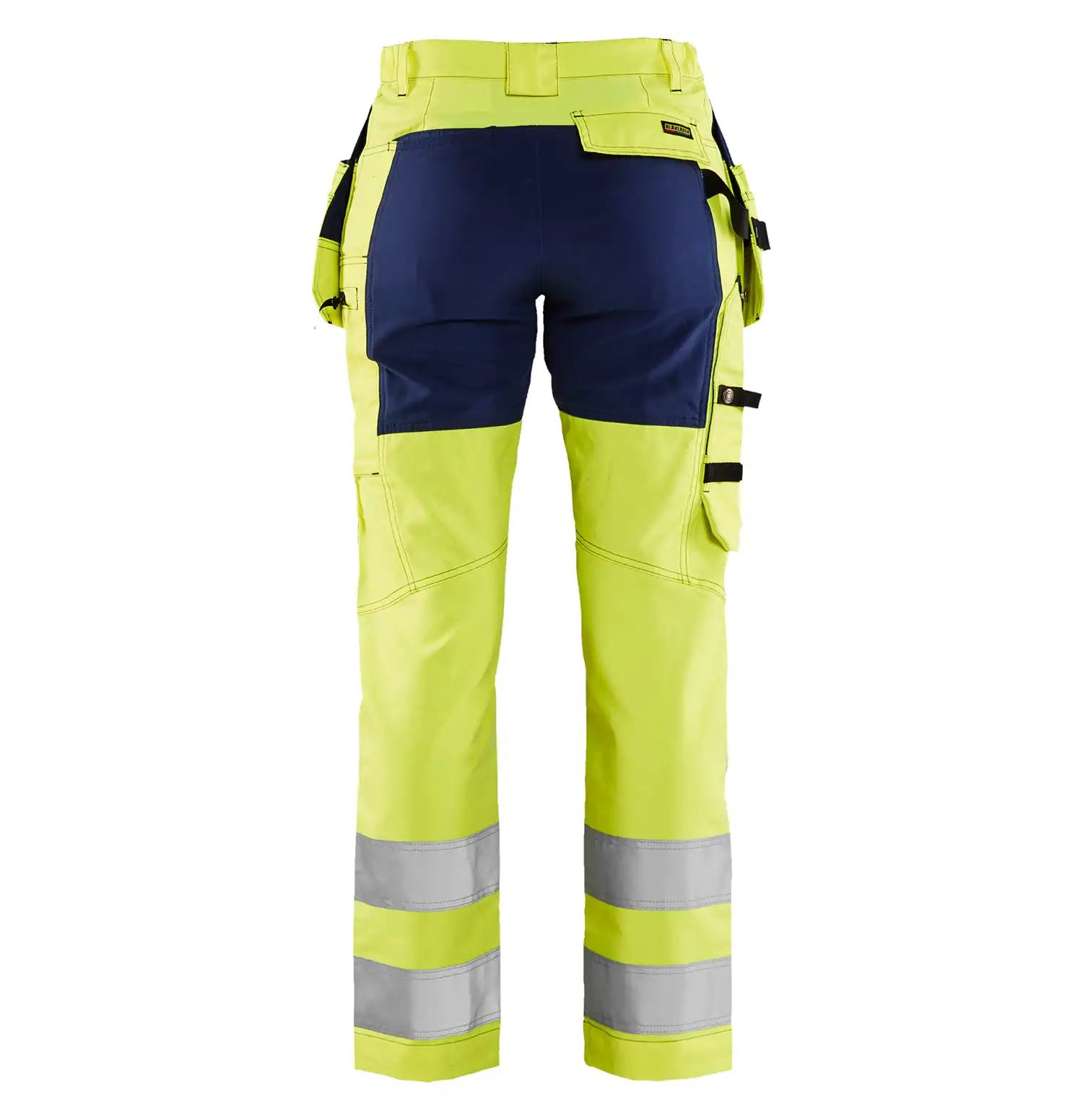 Damen Warnschutz Handwerkerhose "7163" in gelb/marine, C34 - Thumbnail 2