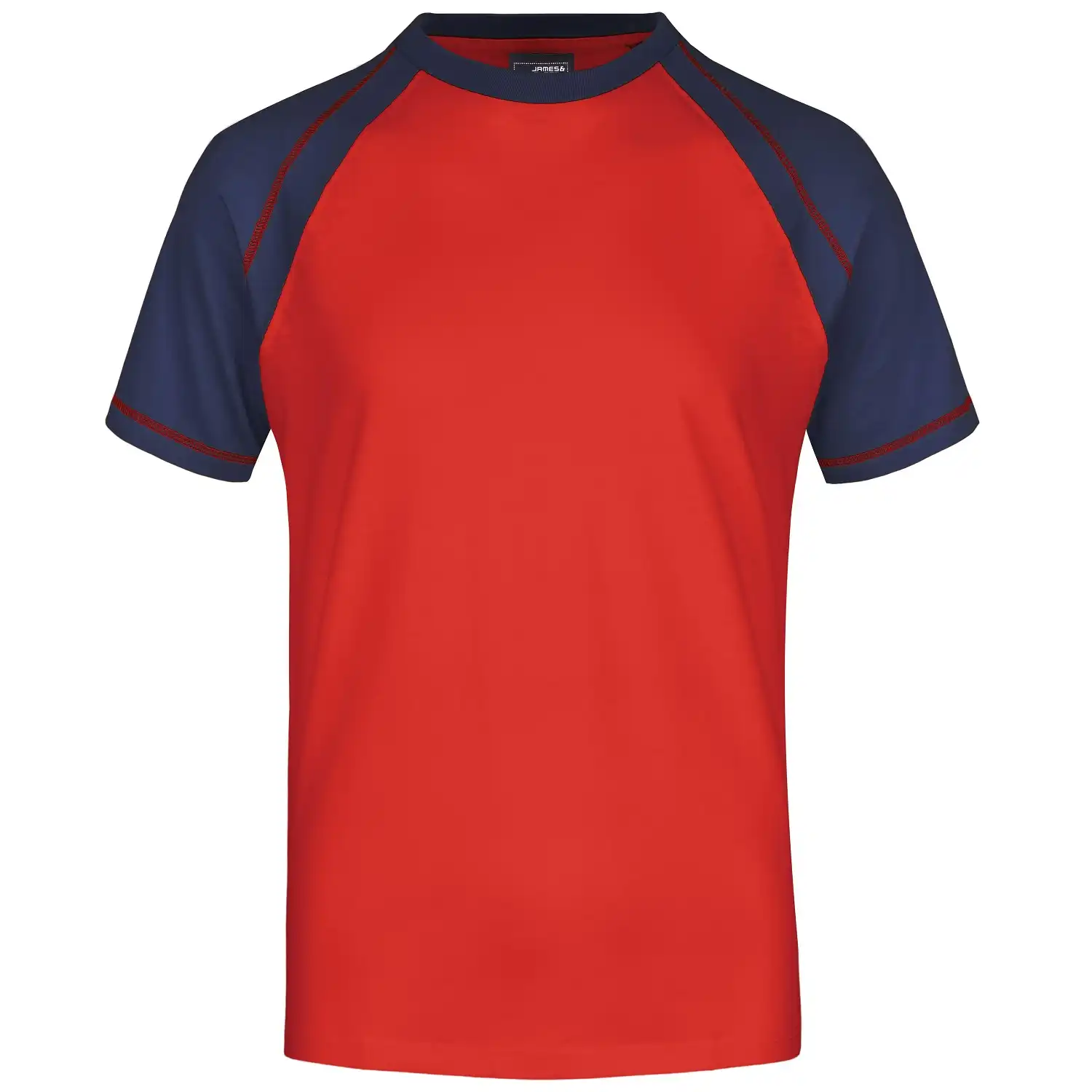 Raglan T-Shirt "JN010" in red/navy, 3XL - Thumbnail 1