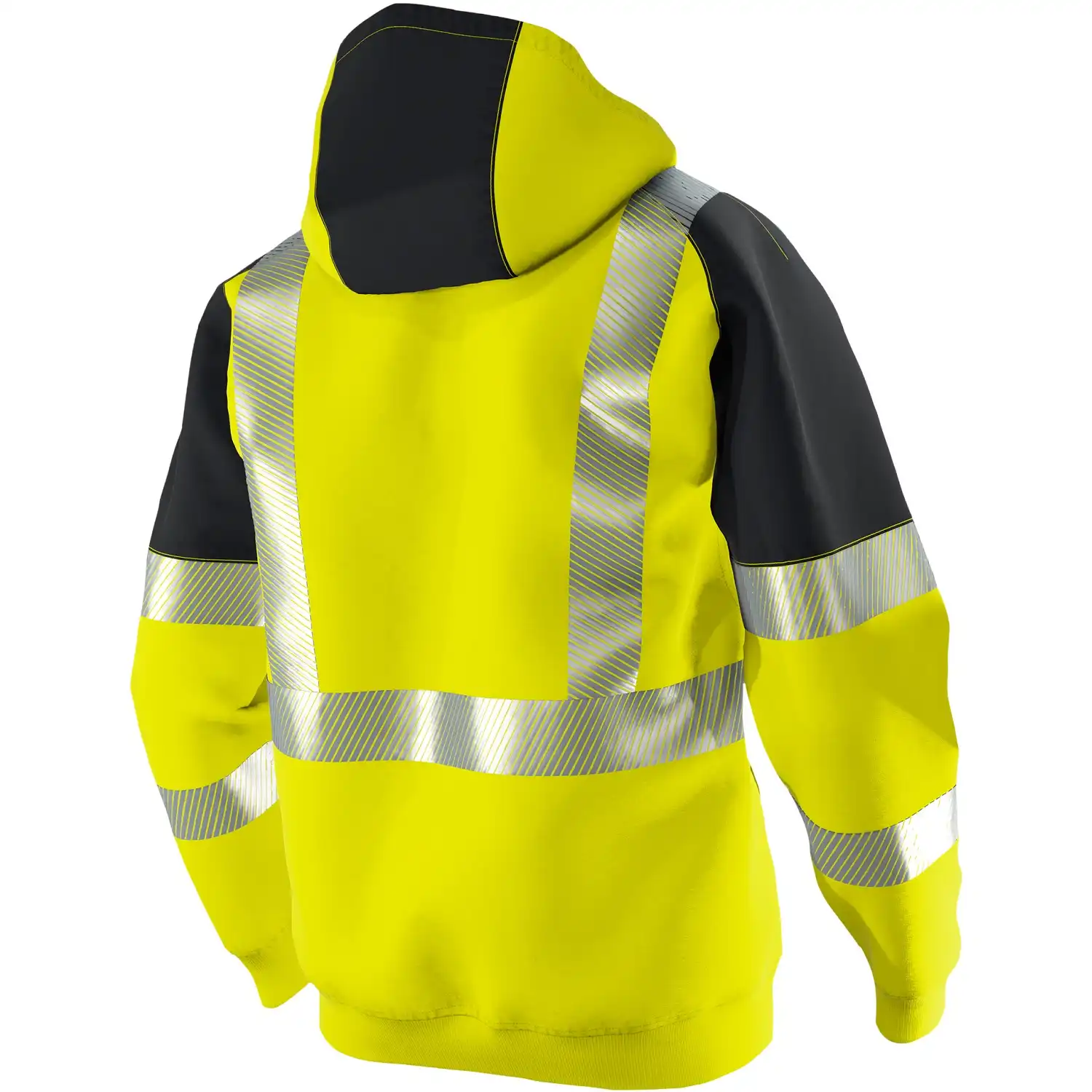 Warnschutz Kapuzen-Sweatjacke "2138-873" Hi-Vis Stretch in warngelb/anthrazit, XL - Thumbnail 2