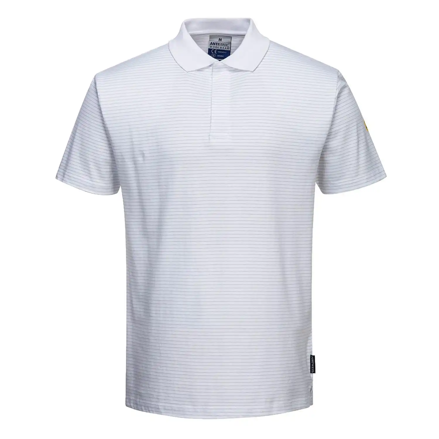 ESD Antistatik Polo-Shirt "AS21" in L, Weiß - Thumbnail 1