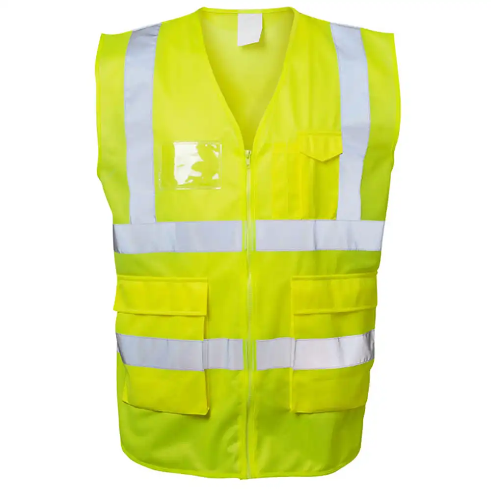 Polyester-Warnweste "BASIC" Kl. 2 mit Taschen in gelb, XL - Bild 1