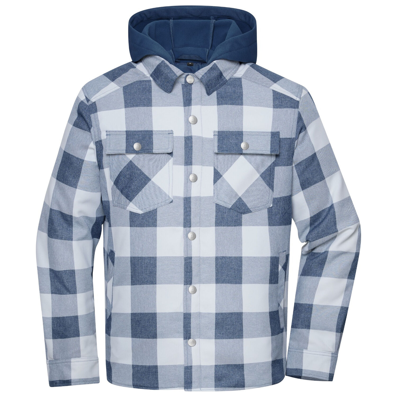 Hemdjacke Karo mit Kapuze "JN1872" in blau/grau, XS - Thumbnail 1