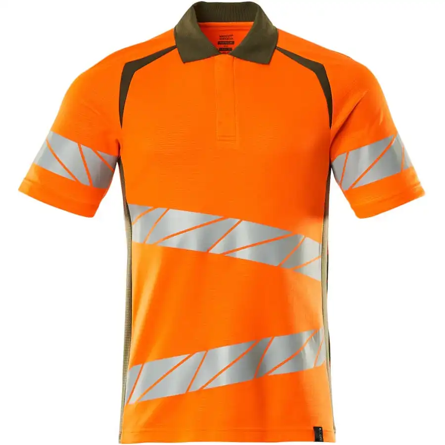 Warnschutz Polo-Shirt "ACCELERATE SAFE" UV-Schutz in orange/moosgrün, XXL - Bild 1
