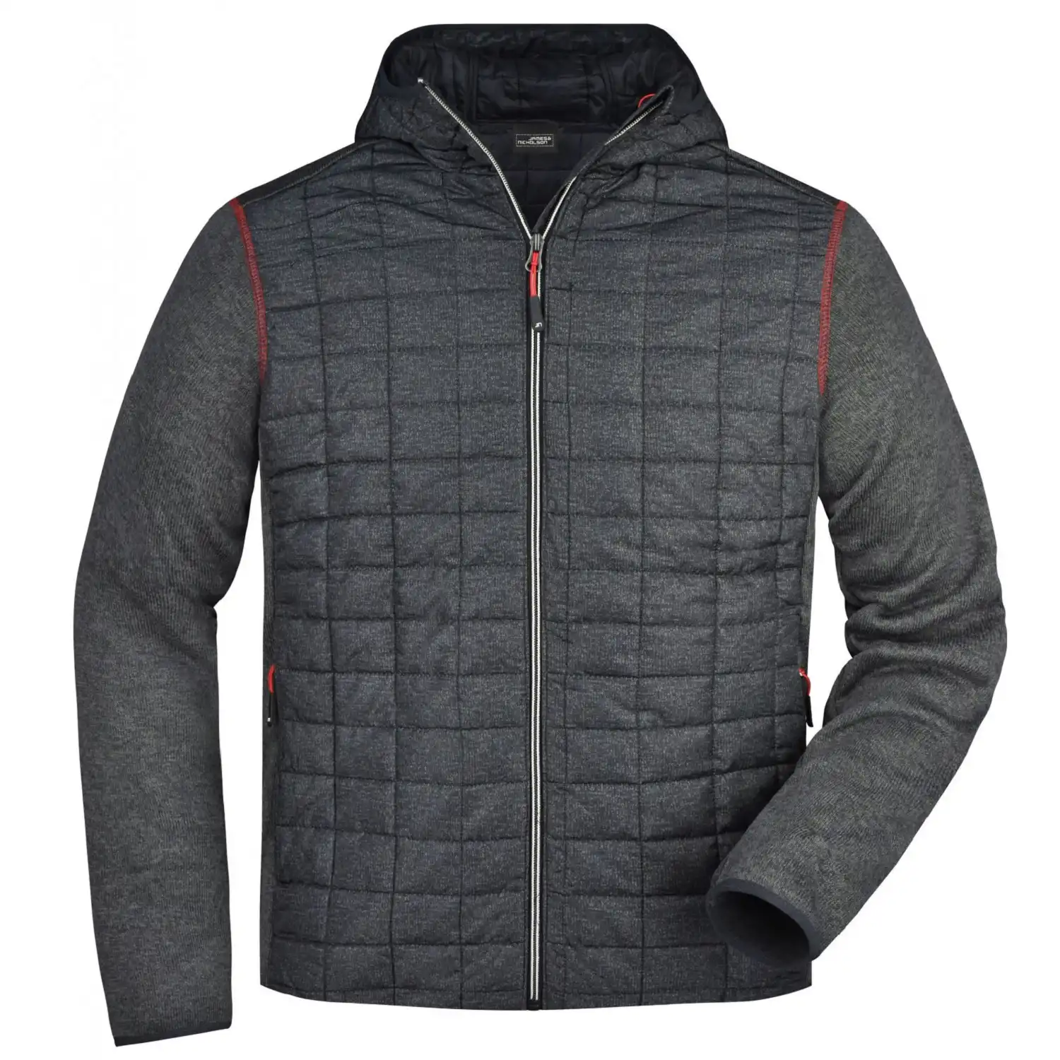 Strickfleecejacke "JN772" in grey-melange/anthracite-melang, M - Bild 1