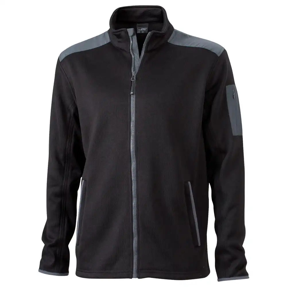 Strick-Fleecejacke "JN591" in schwarz, 3XL - Thumbnail 1