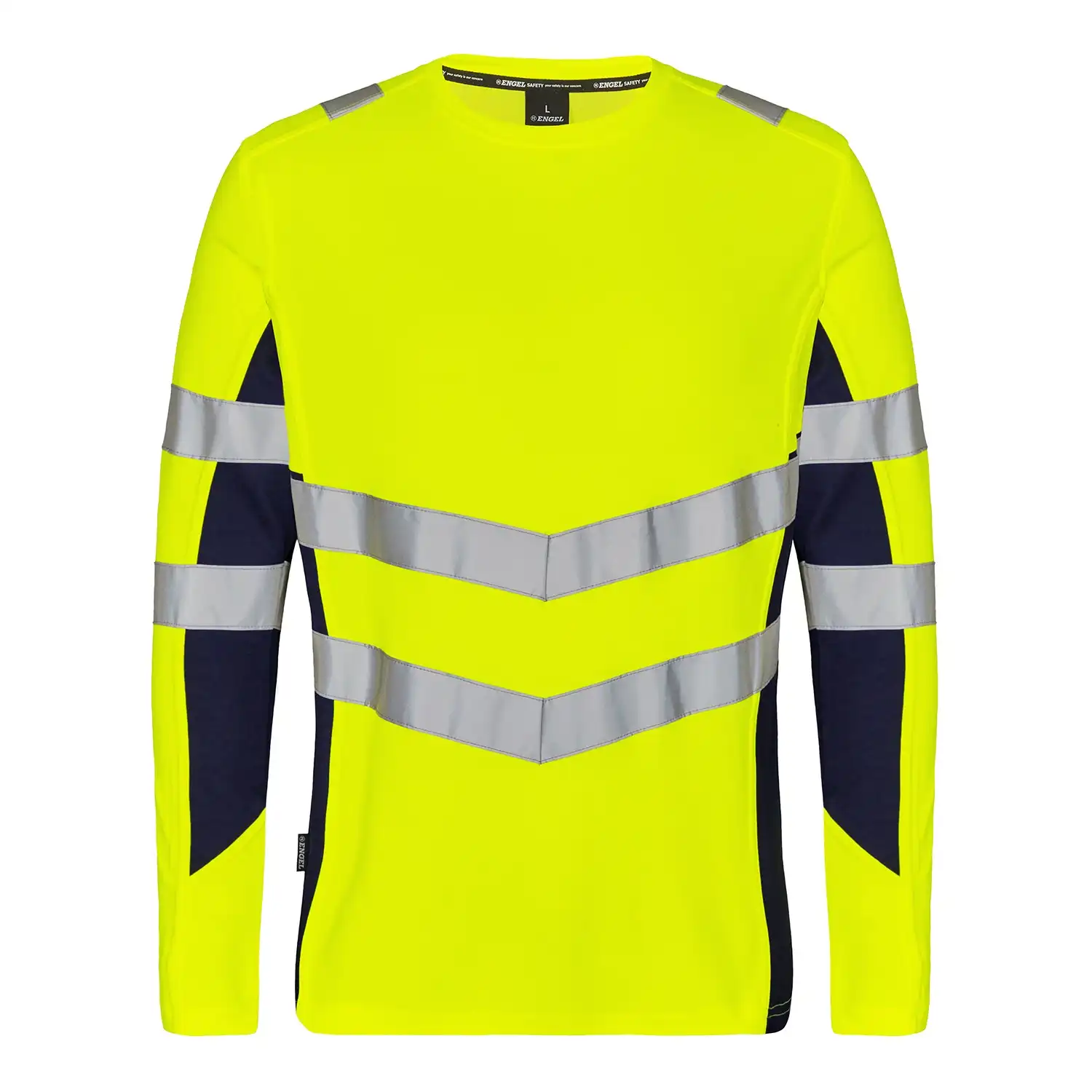 Warnschutz Langarmshirt "9545-182" Safety in gelb/marine, L - Thumbnail 1