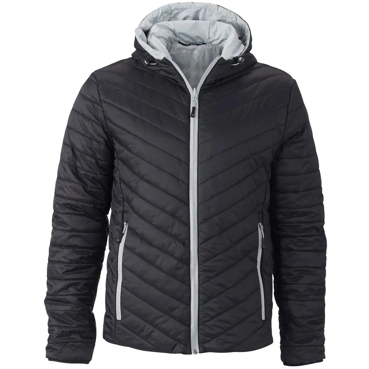 Wende-Steppjacke "JN1092" in black/silver, L - Thumbnail 1
