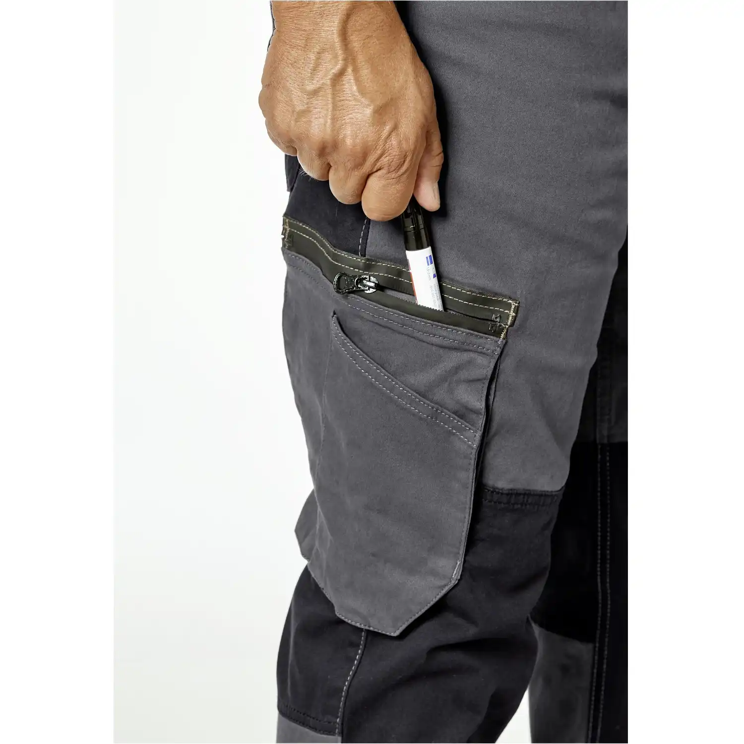 Bundhose "CARGO WORK" Baumwoll-Stretch in oliv/schwarz, 50 - Thumbnail 3