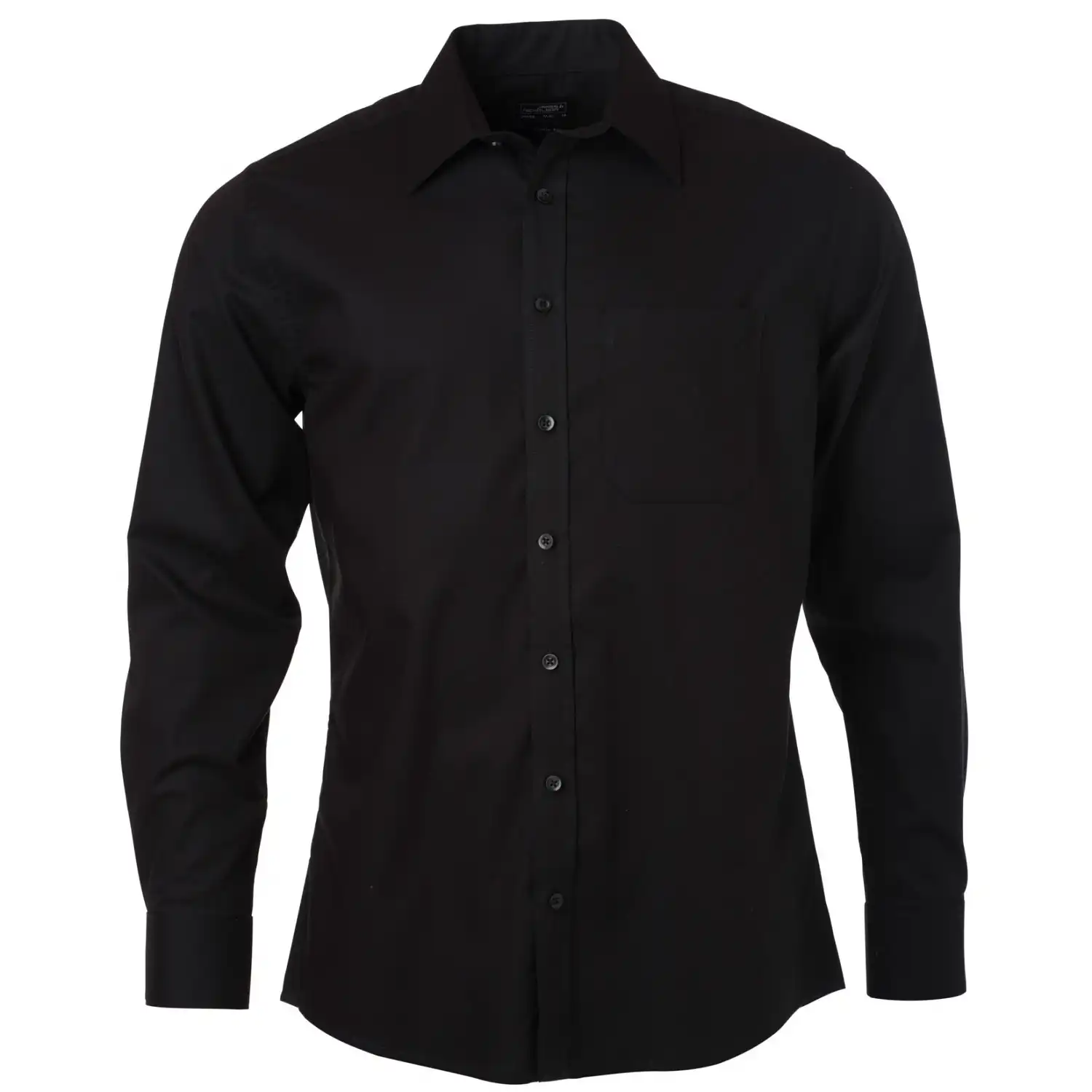 Baumwollhemd Langarm "JN682" in black, 3XL - Bild 1