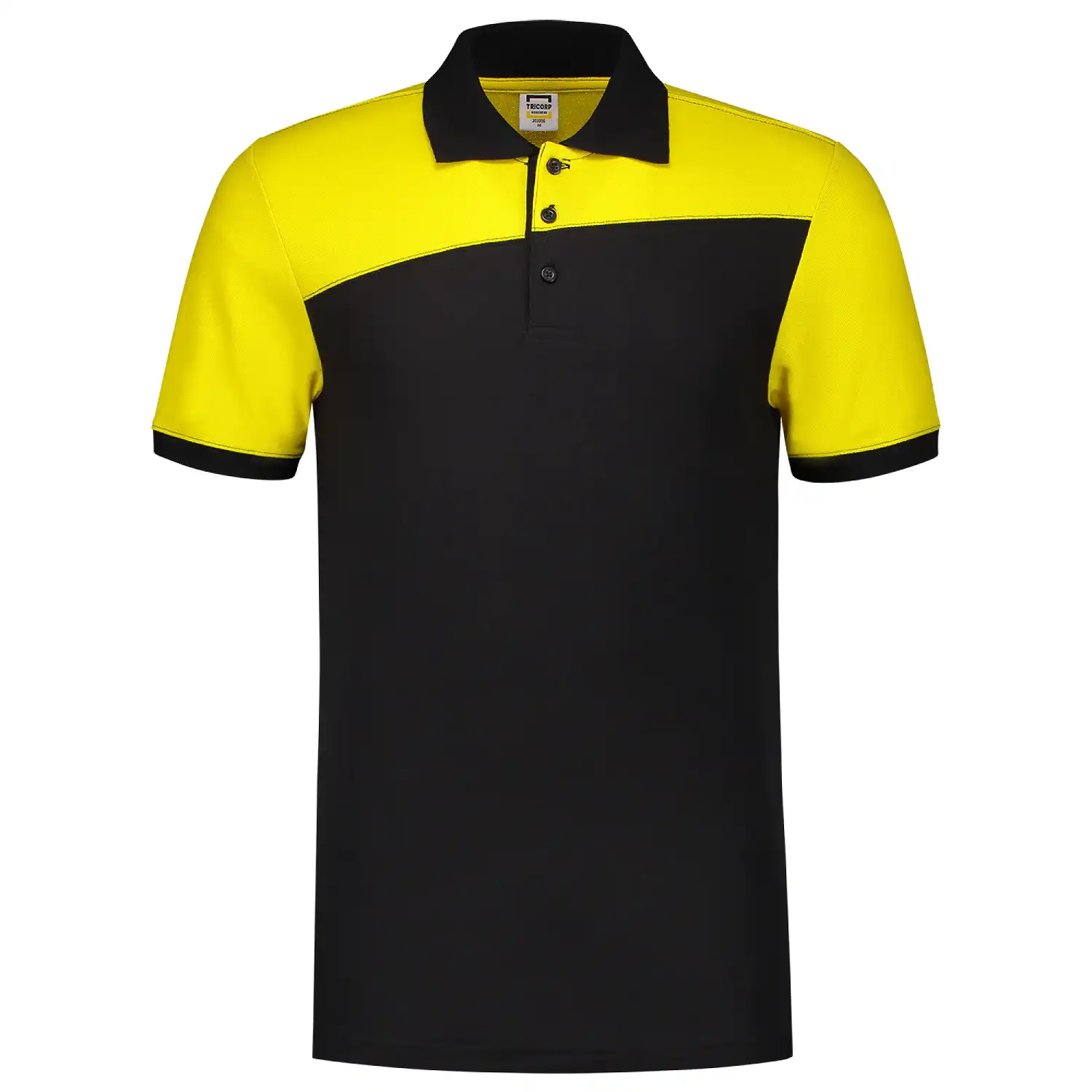 Polo-Shirt Bicolor "202006" Workwear in black/yellow, XS - Thumbnail 1