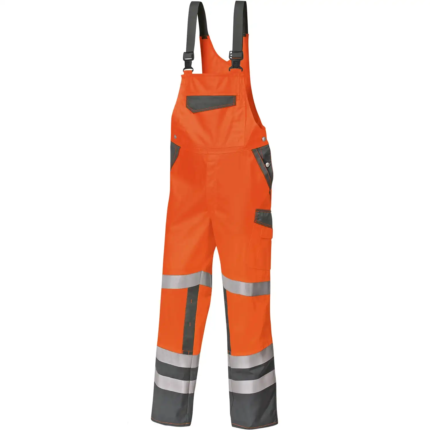 Warnschutz Latzhose "2011-845" Hi-Vis Comfort in warnorange/dunkelgrau, 44 - Thumbnail 1