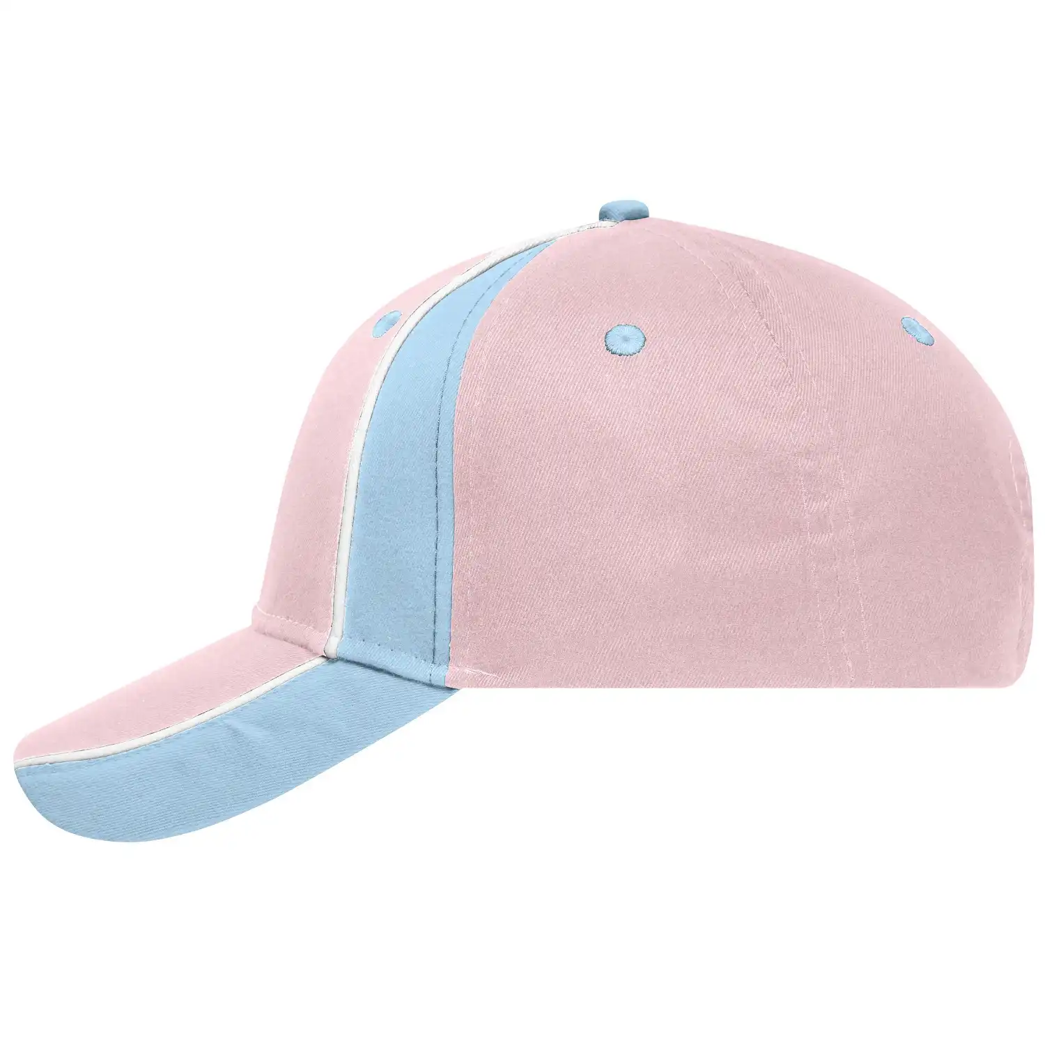 Basecap Club "MB135" 6-Panel in light-pink/light-blue/white - Bild 1