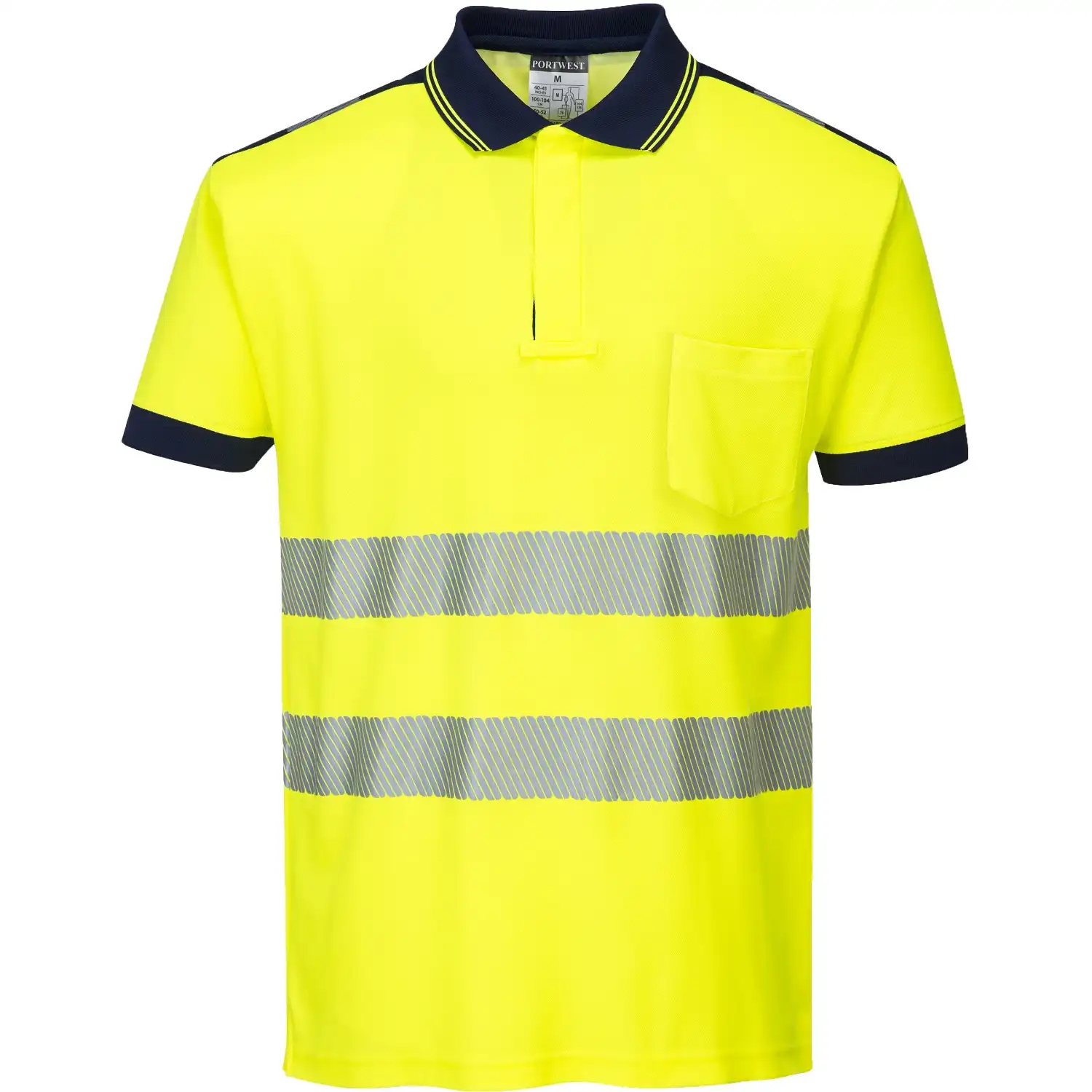 Warnschutz Polo-Shirt "T180" PW3 in gelb/marine, L - Bild 1