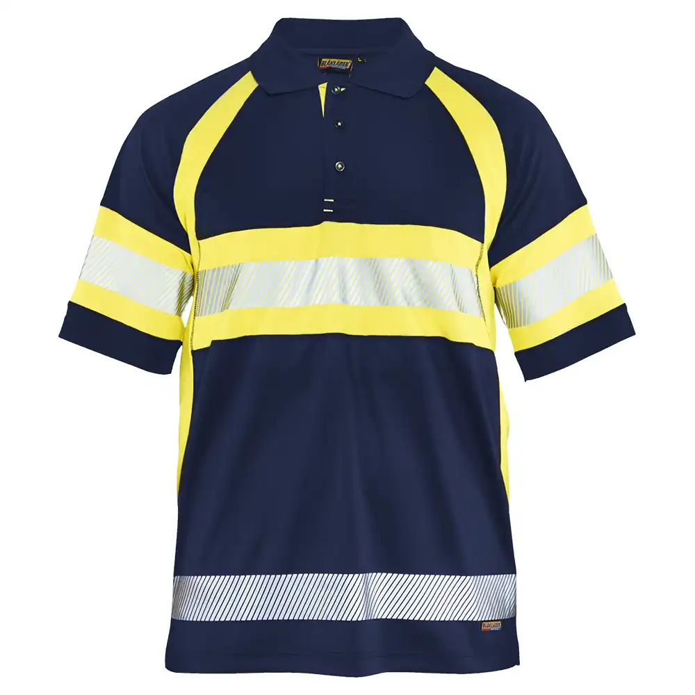 Warnschutz Polo-Shirt mit UV-Schutz "3338" in marine/gelb, 3XL - Thumbnail 1
