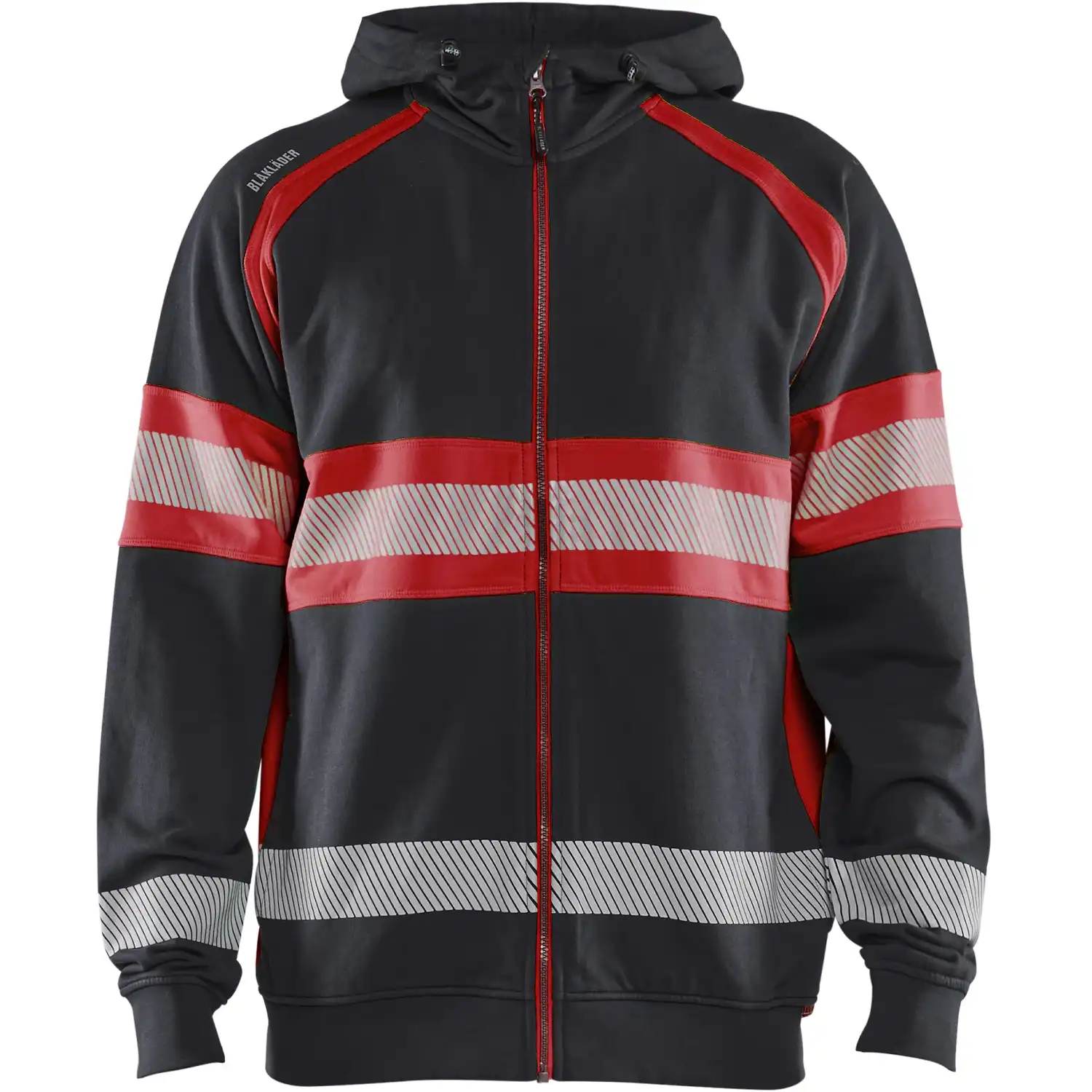 Warnschutz Kapuzen-Sweatjacke Kl. 1 "3552" in schwarz/rot, L - Thumbnail 1